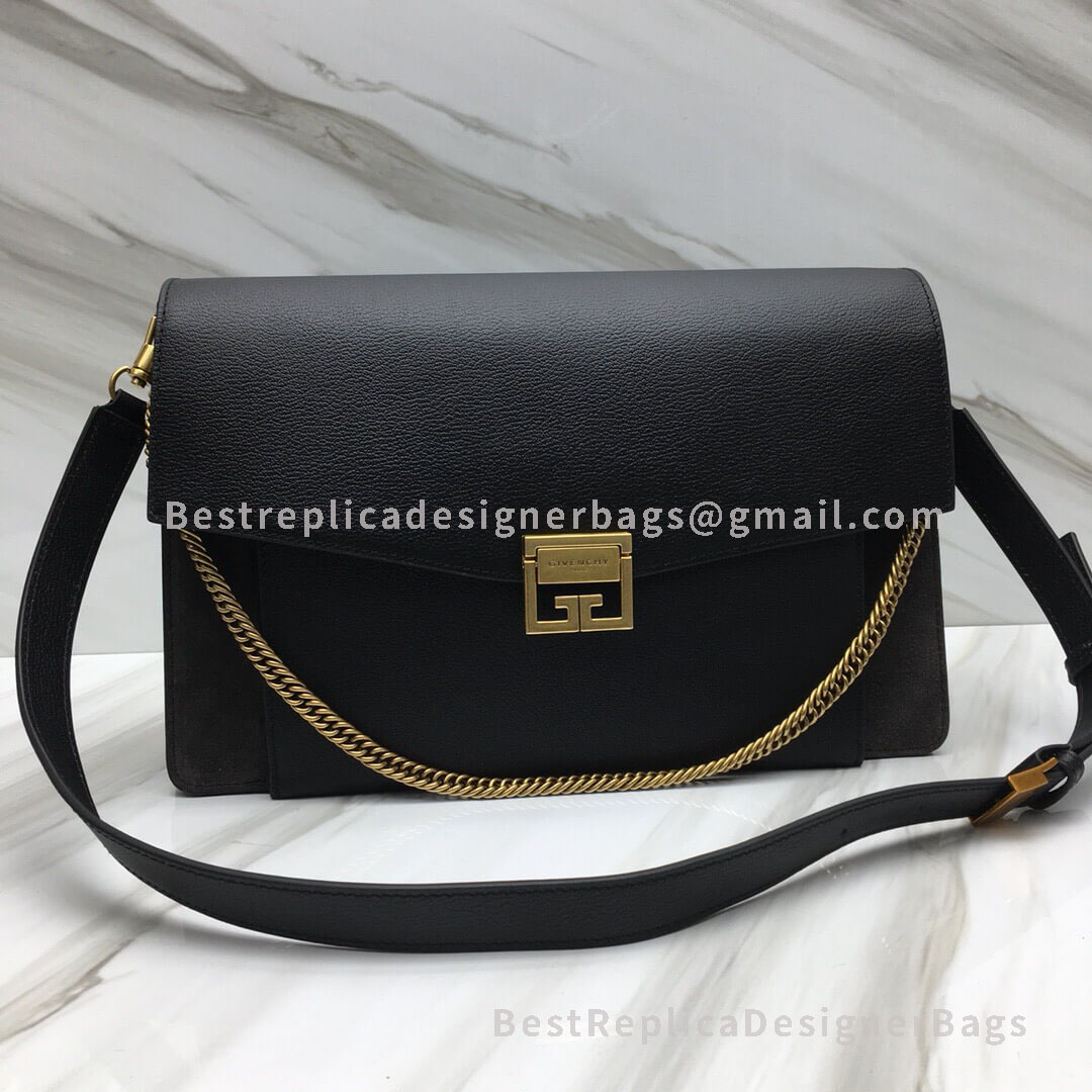 Givenchy Large GV3 Bag In Black Goatskin And Suede GHW 29999-6
